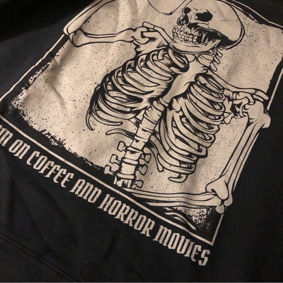 Sold! Graphic crewneck “I run on coffee and horror movies” 💀 ☕️ - Picture 3 of 5